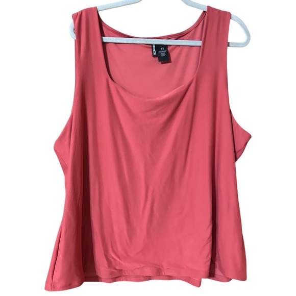 Kristin‎ Nicole Women's Size 3X Square Cut Neck Salmon Red Sleeveless Tank Top - Picture 1 of 4
